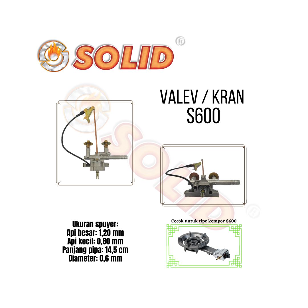 Valev / Kran Kompor gas SOLID S600 Original Spare Part