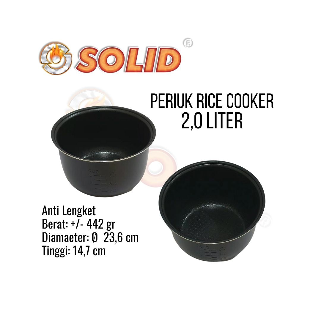 Periuk / Panci / Inner Pot Penanak Nasi Rice Cooker Solid 2,0 Liter Anti Lengket