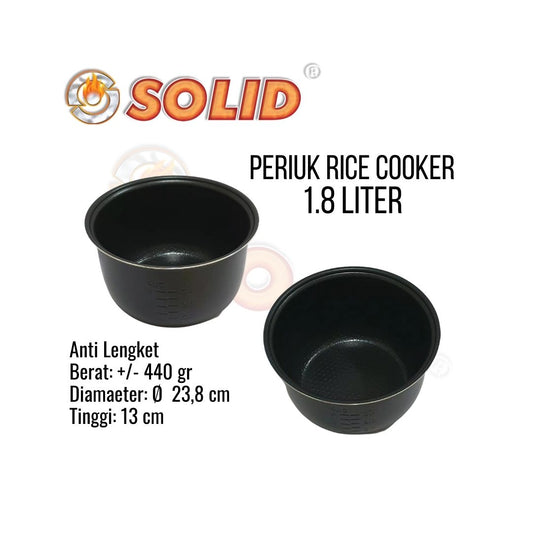 Periuk / Panci Penanak Nasi Rice Cooker Solid 1,8 Liter Anti Lengket