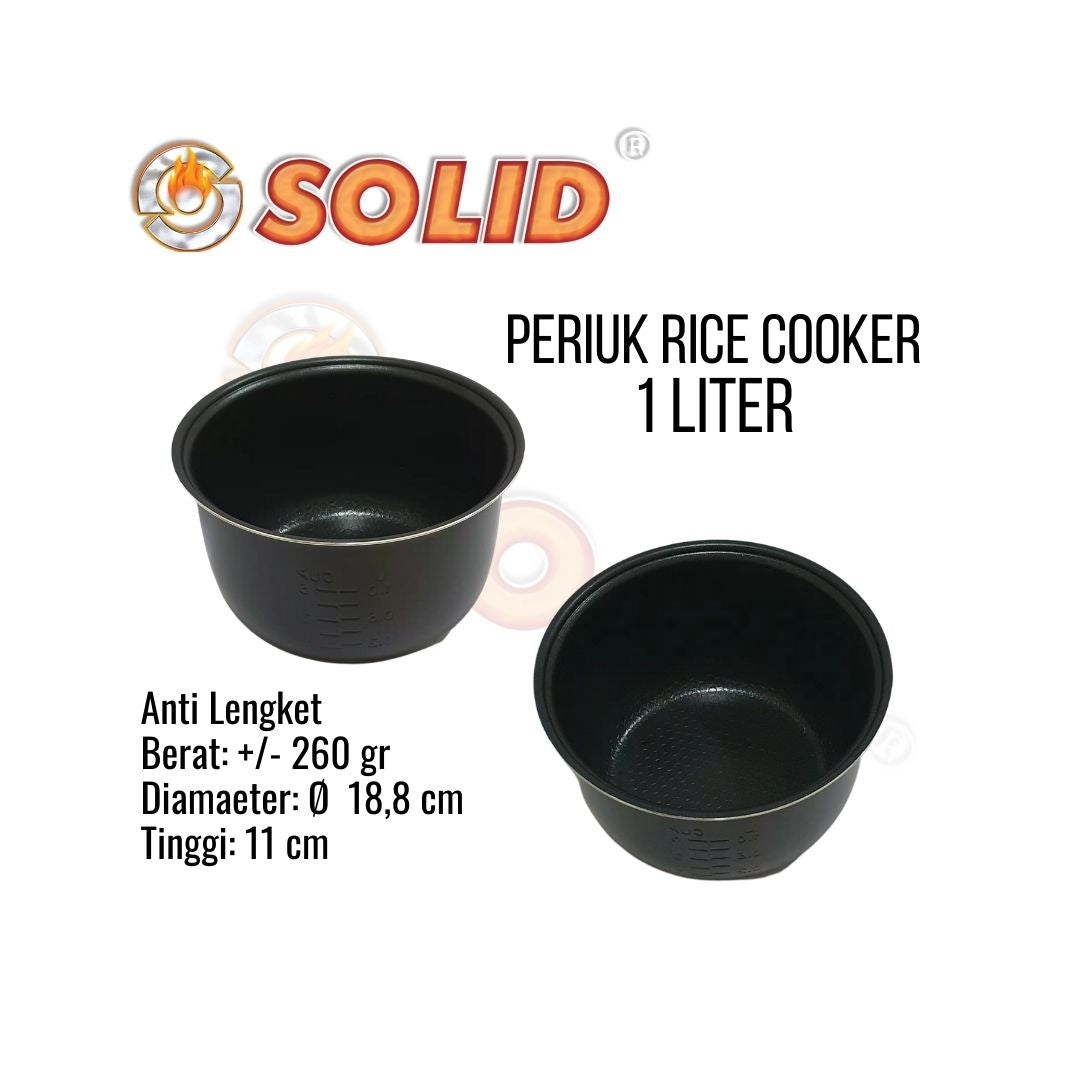 Periuk / Panci Penanak Nasi Rice Cooker Solid 1 Liter Anti Lengket